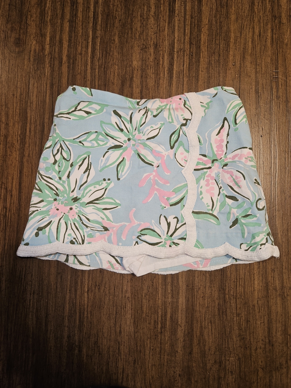Lilly Pulitzer Light Blue Floral Girls Skort with Pink & Green Accents